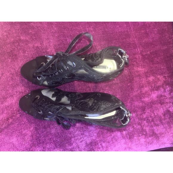 ZARA Embroidered Mesh Lace Up Boot GOTH WHIMSIGOTH INDIE SLEAZE Size 37 7 Black - Picture 5 of 7